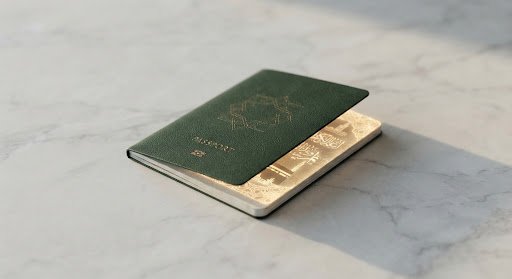 Passport prepared for an Umrah visa file
